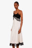 Saint Laurent Champagne/Black Silk Lace Knee-Length Dress Size 38
