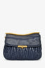 Miu Miu Navy Nappa Matelassé Ruched Crossbody Bag