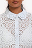 Frame Light Blue Eyelet Lace Cropped Boxy Blouse Size XS