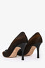 Manolo Blahnik Brown/Black Pony Hair Patent Leather Trim Pumps Size 36