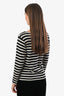 Saint Laurent 2016 Black/White Striped Star Bold Neck Long Sleeve Top Size XS