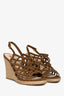 Prada Brown Suede Braided Espadrille Wedge Size 41