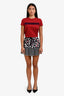 Red Valentino Navy/Red/White Silk Patterned Mini Skirt Size 38