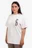 Christian Dior White Cotton Metallic Embroidered CD T-Shirt Size L