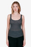 Isabel Marant Grey Silk Ribbed Knit Asymmetrical Hem Tank Top Size S
