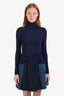 Sportmax Navy Stretch Turtleneck Long Sleeve Top Size XS