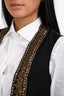 Etro Black Studded Vest Waistcoat with Striped Back Size 46