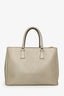 Prada Taupe Saffiano Leather Large Double Zip Galleria with Strap