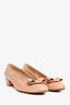 Salvatore Ferragamo Nude Patent Leather Vara Bow Detail Heel Size 37.5