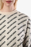 Pull Balenciaga 2022 blanc à imprimé logo, col rond, taille XS