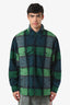 Moncler Grenoble Green/Blue Check Wool 'Waier' Shirt Jacket Size 3 Mens