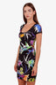 Just Cavalli Black Neon Floral Print Fitted Mini Dress Size M