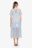 Self-Portrait Blue Abstract Guipure Midi Dress Size 2