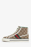 Gucci Green/Beige Monogram Canvas High Top Tennis Sneaker Size 35