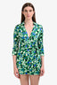 Diane von Furstenberg Green Floral Wrap Romper Size 4