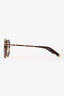 Max Mara Rose Gold Brown Round Aviator Sunglasses