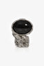 Saint Laurent Silver Tone/Black Arty Cocktail Ring Size 5