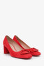 Stuart Weitzman Red Suede Square Toe Heels Size 5.5