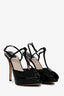 Christian Dior Black Patent T-Strap Peep-Toe Heels Size 41