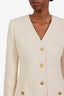 Gucci Beige Cotton Tweed Single Breasted V-Neck Blazer Size 40
