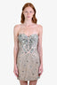 Sherri Hill Nude Crystal Beaded Corset Mini Dress Size 4