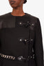 Givenchy Fall 2013 Black Wool Leather Chain Detail Coat Size 40