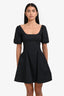 Staud Black Cotton Puff Sleeve Mini Dress Size 0