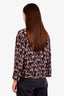 Gucci Black/Pink Silk Bulldog Printed Blouse Size 36