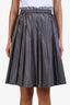 Miu Miu 2025 Grey Technical Silk Pleated Midi Skirt Size 36