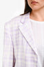 Jacquemus Le Coup de Soleil White/Purple Plaid Printed Linen Blend Blazer Size 40