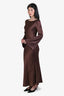 Stone Cold Fox Brown Satin Long Sleeve Maxi Dress Size XS