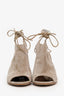Gianvito Rossi Taupe Suede Peep-Toe Mules Size 36.5