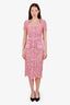 Self-Portrait Pink Lace Guipure Midi Dress with Belt Size 2
