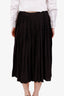 Celine Black Silk Triomphe Pleated Skirt Size 38
