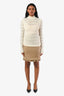 Prada 2010 Camel Wool Angora Cashmere Ruffled Hem Pencil Skirt Size 36