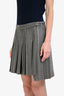 Thom Browne Grey/White Wool Dropped Pleated Stripe Mini Skirt Size 4