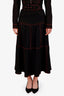 Gucci Black/Red Contrast Stitch Tiered Skirt with Belt Size 38
