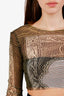 Jean Paul Gaultier Green Graphic-Print Mesh Crop Top Size XS