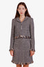 Pre-loved Chanel™ 19N Snow Collection Black/White Tweed Tassel Jacket with Midi Skirt Set Size 38