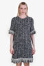 Pre-loved Chanel™ Black White Tweed Fringe SS Dress Size 40