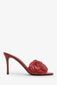 Valentino Red Leather Rose Atelier Slide Sandals Size 38.5