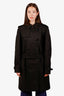 Burberry Black Kensington Belted Trench Coat Size 48