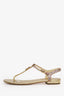 Pre-loved Chanel™ Gold Metallic Glitter CC T-Strap Sandals Size 36.5
