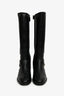 Pre-loved Chanel™ Black Leather Interlocking CC Knee High Riding Boots Size 38.5
