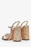 Jimmy Choo Gold Glitter Block Heels Sandals Size 37