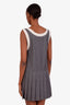 Miu Miu Grey Pleated Grisaille Sleeveless Mini Dress Size 36