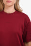 Gucci 2025 Burgundy Red Logo Embroidered Short Sleeve T-Shirt Size M