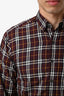 Burberry Burgundy Cotton 'Simpson' Checkered Long Sleeve Button-Up Size S Mens