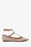Valentino Beige Patent Leather Rockstud Caged Flats Size 37