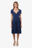 Gucci Blue Jersey V Neck SS Belted Dress Size XS
